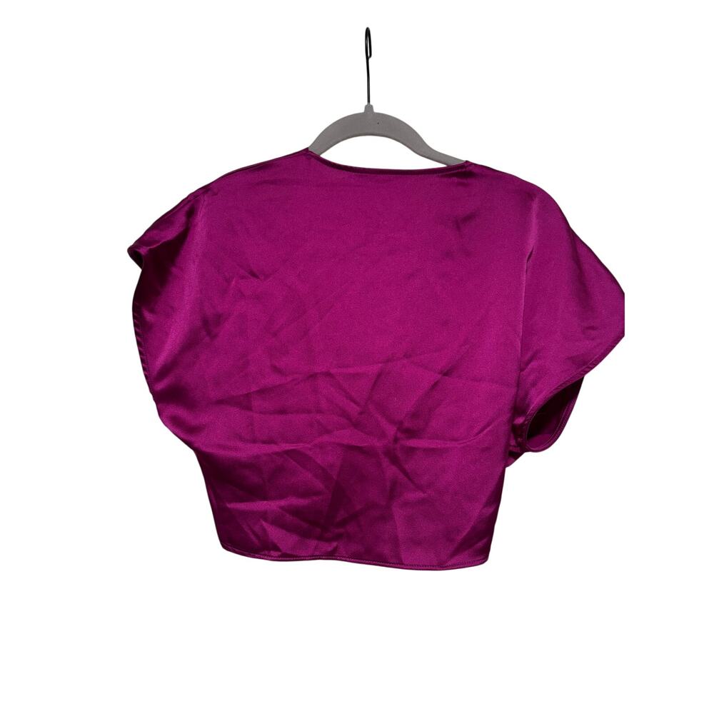 ZARA Magenta Satin Twist Front Crop Top S - Picture 8 of 8